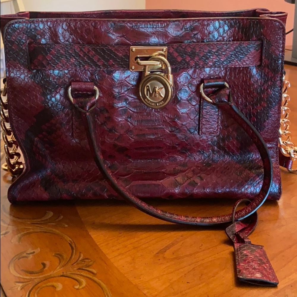 Michael Kors Hamilton Red Snakeskin Bag
